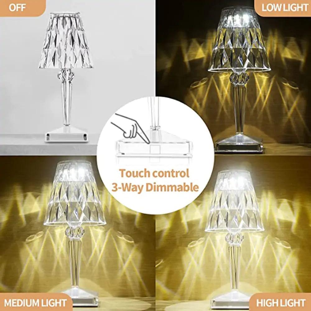 Diamond Table Lamp: USB Touch Sensor LED Night Light - NYLAH'SGLAM