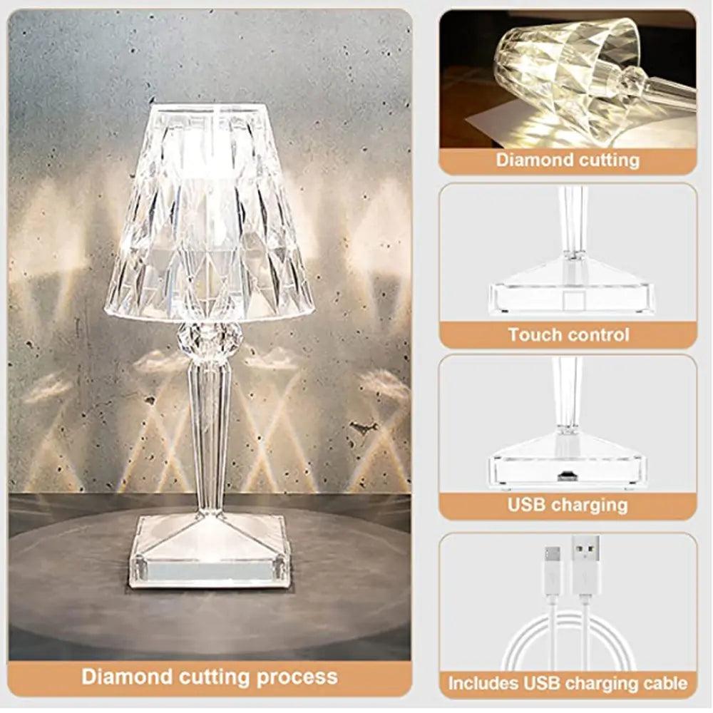 Diamond Table Lamp: USB Touch Sensor LED Night Light - NYLAH'SGLAM